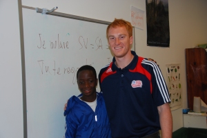 Project GOAL student with Jeff Larentowicz